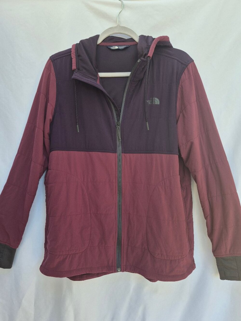 THE NORTH FACE Women's Purple Burgundy Colorblock Full Zip Hooded Jacket Size L